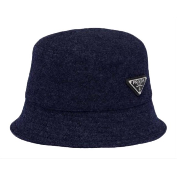 PRADA Navy logo appliqued felt bucket hat L - Picture 1 of 3